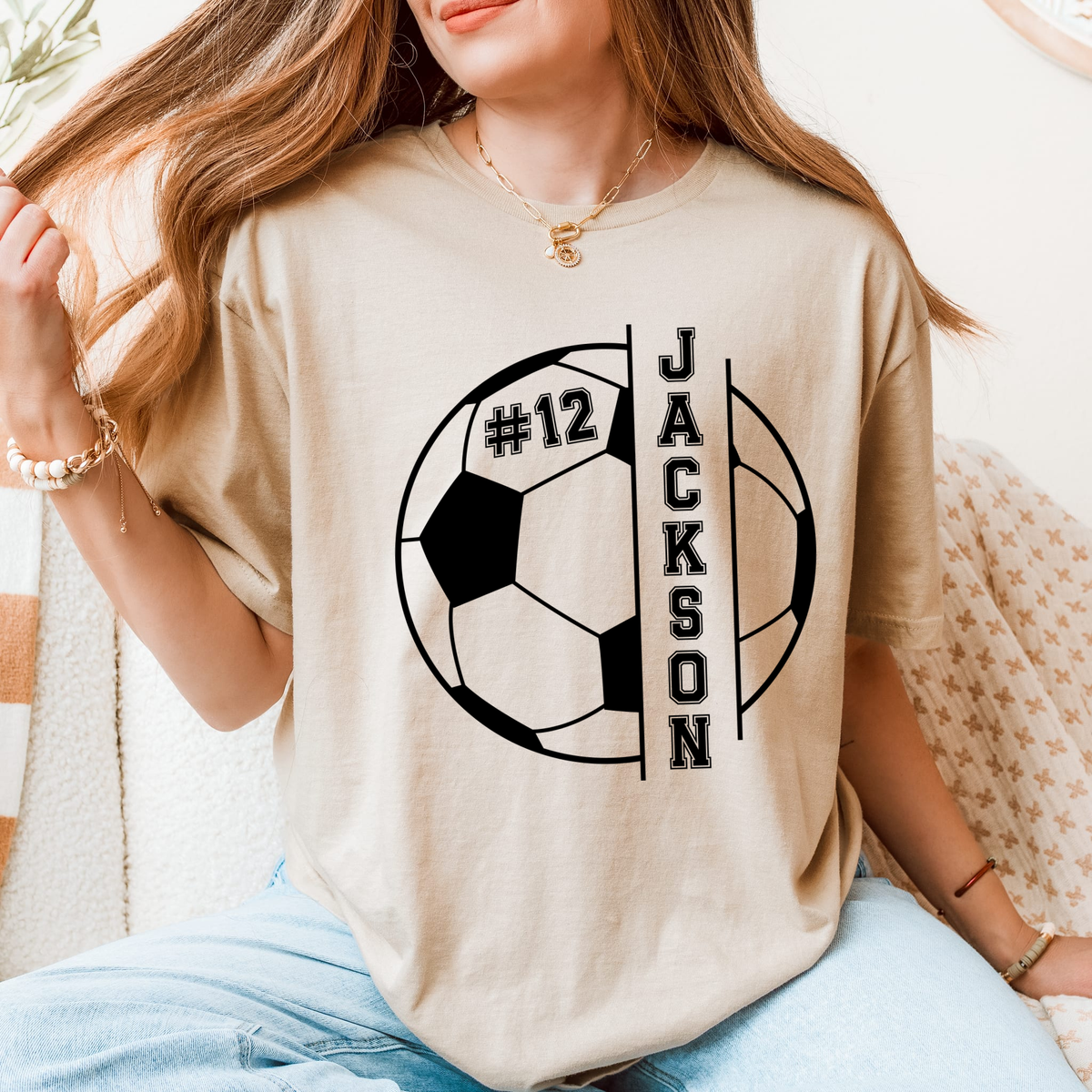 Custom Soccer Ball Tshirt - Players name and number - unisex fit