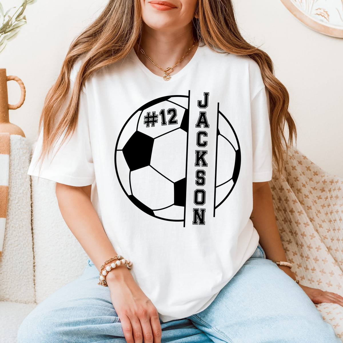 Custom Soccer Ball Tshirt - Players name and number - unisex fit