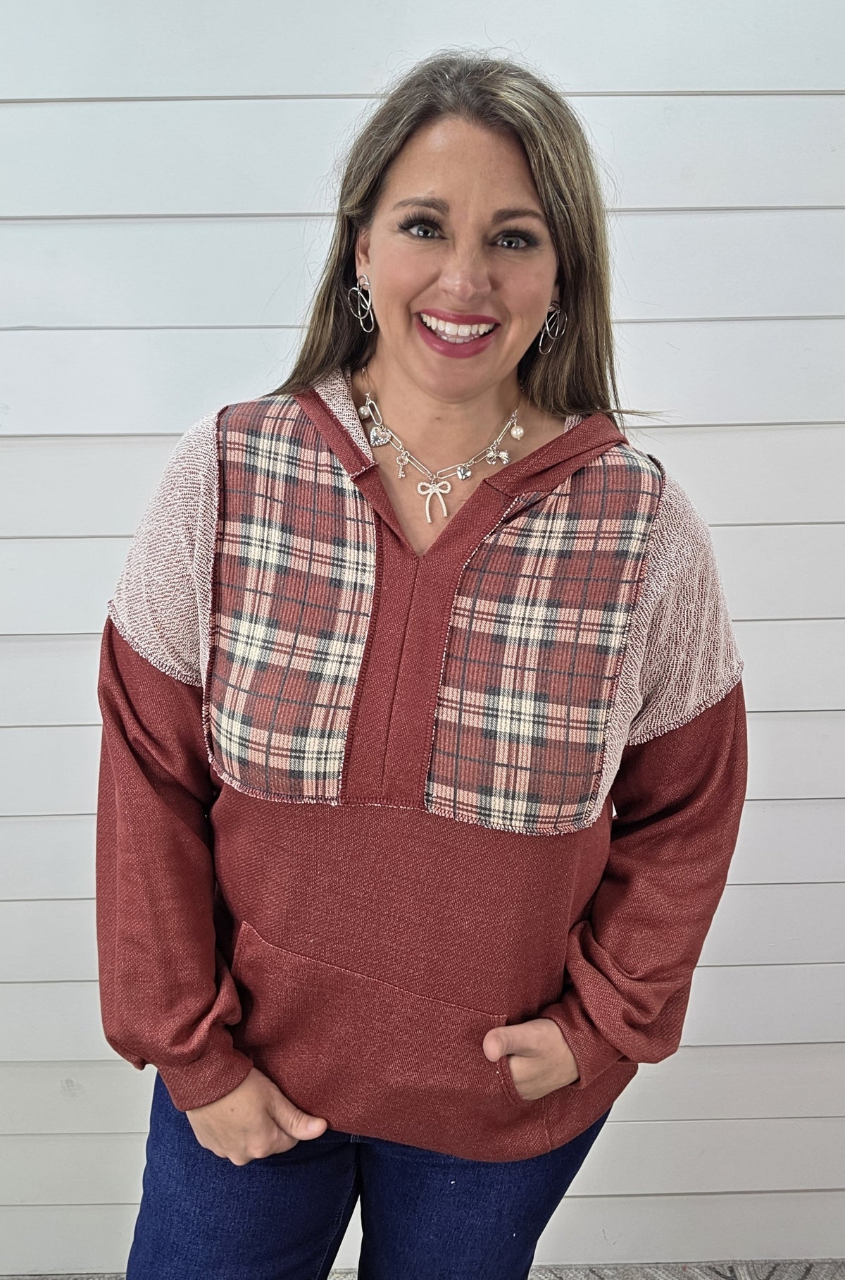 BURGUNDY/PAID QUARTER ZIP PULLOVER