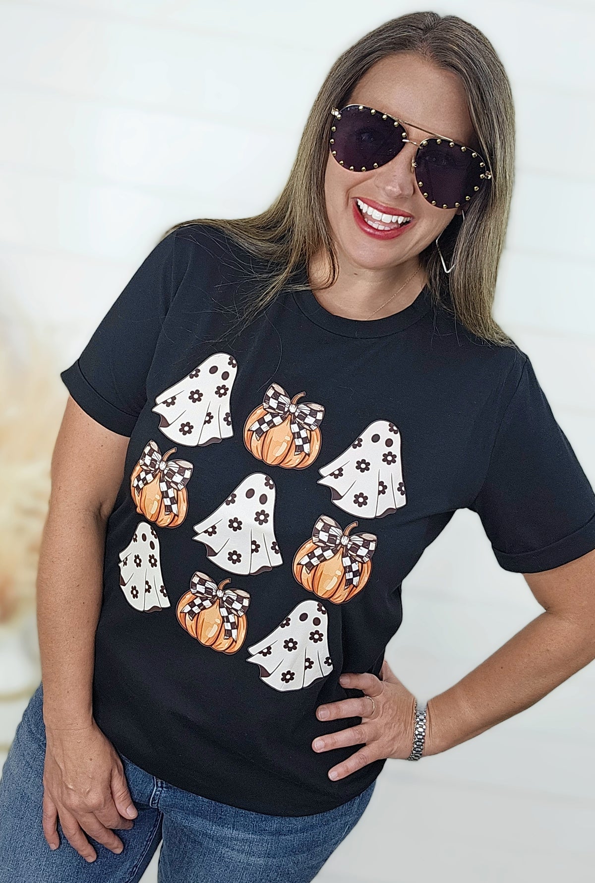 BLACK GHOST PUMKIN CREW NECK TSHIRT