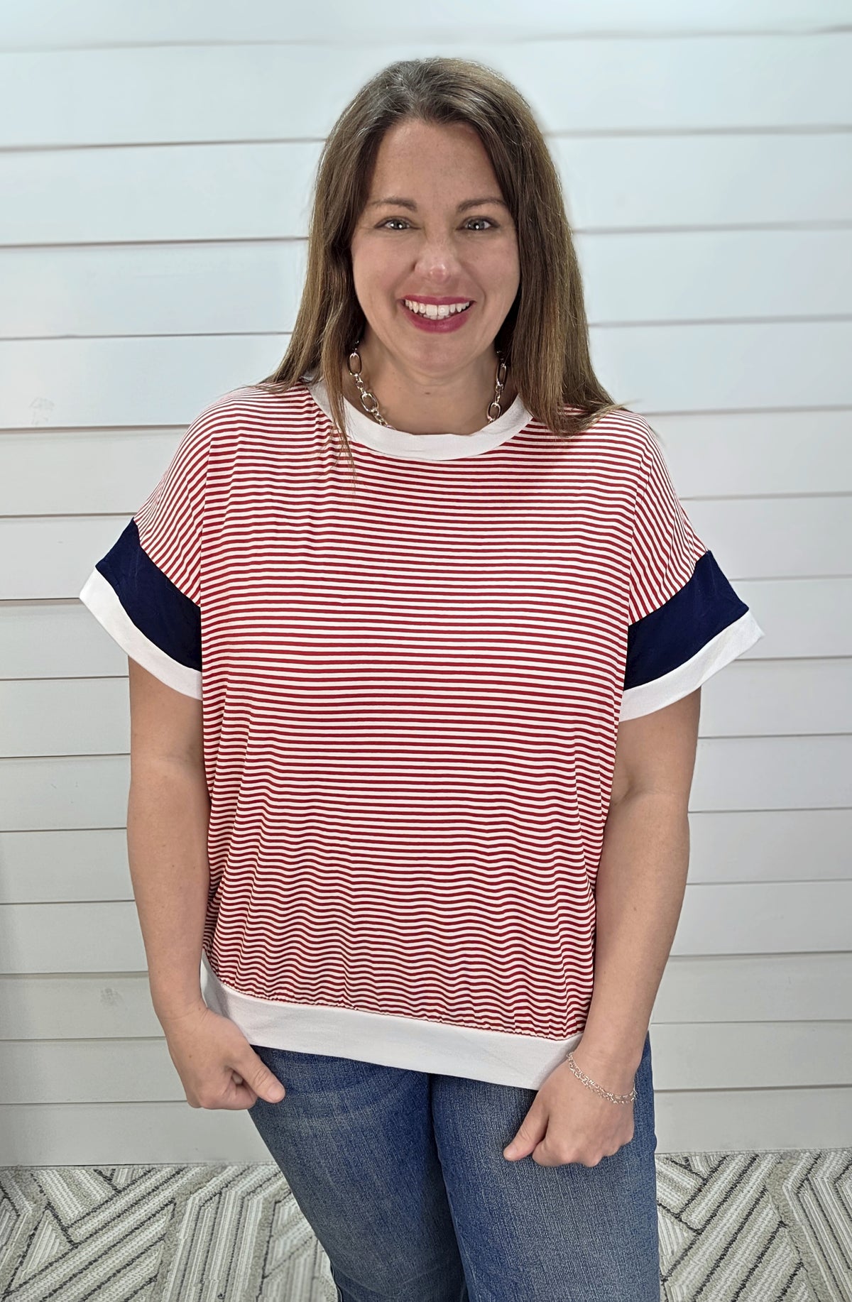 RED/WHITE/BLUE STRIPED KNIT KNIT