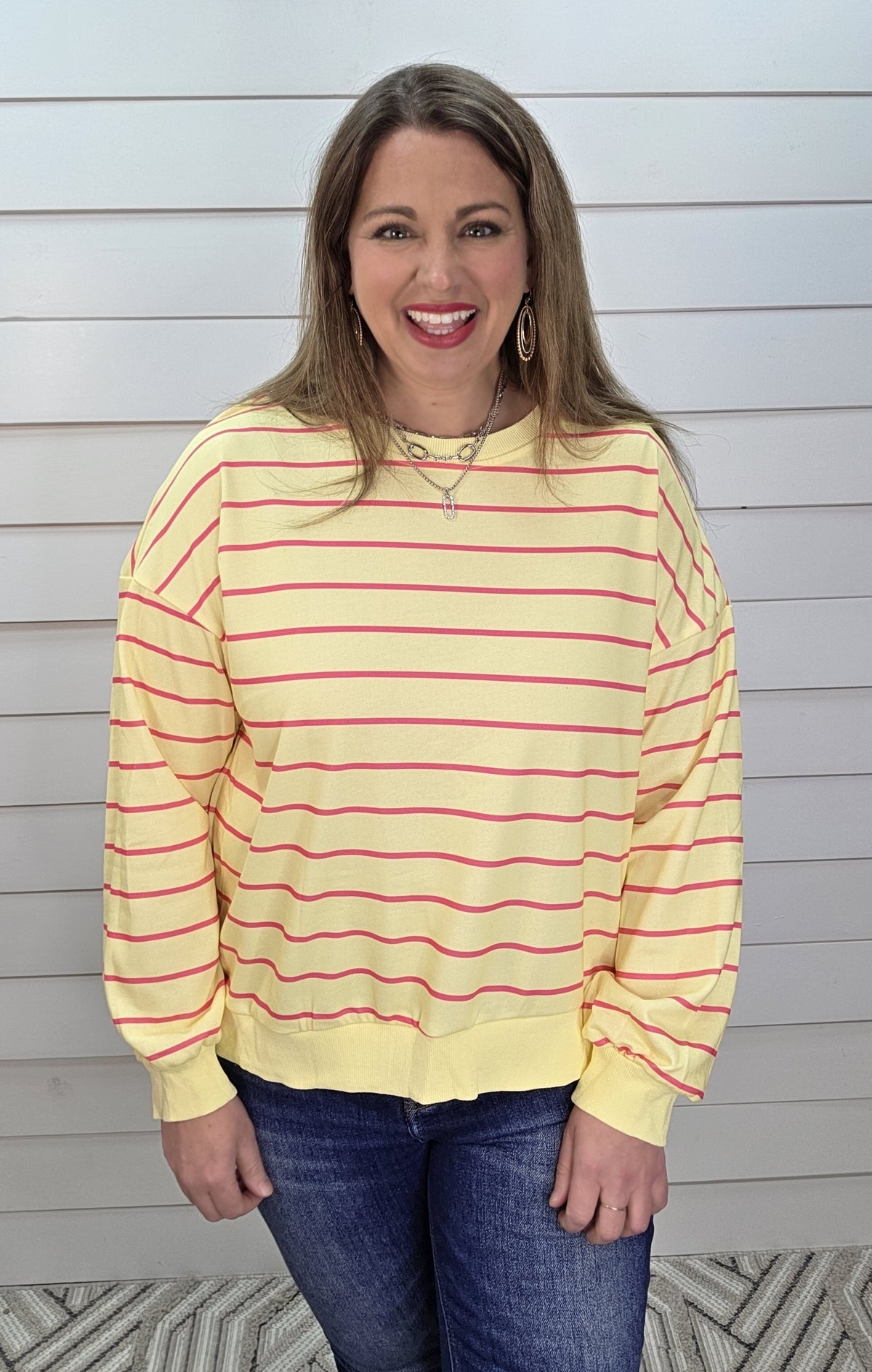 YELLOW/PINK STRIPED OPEN BACK TOP