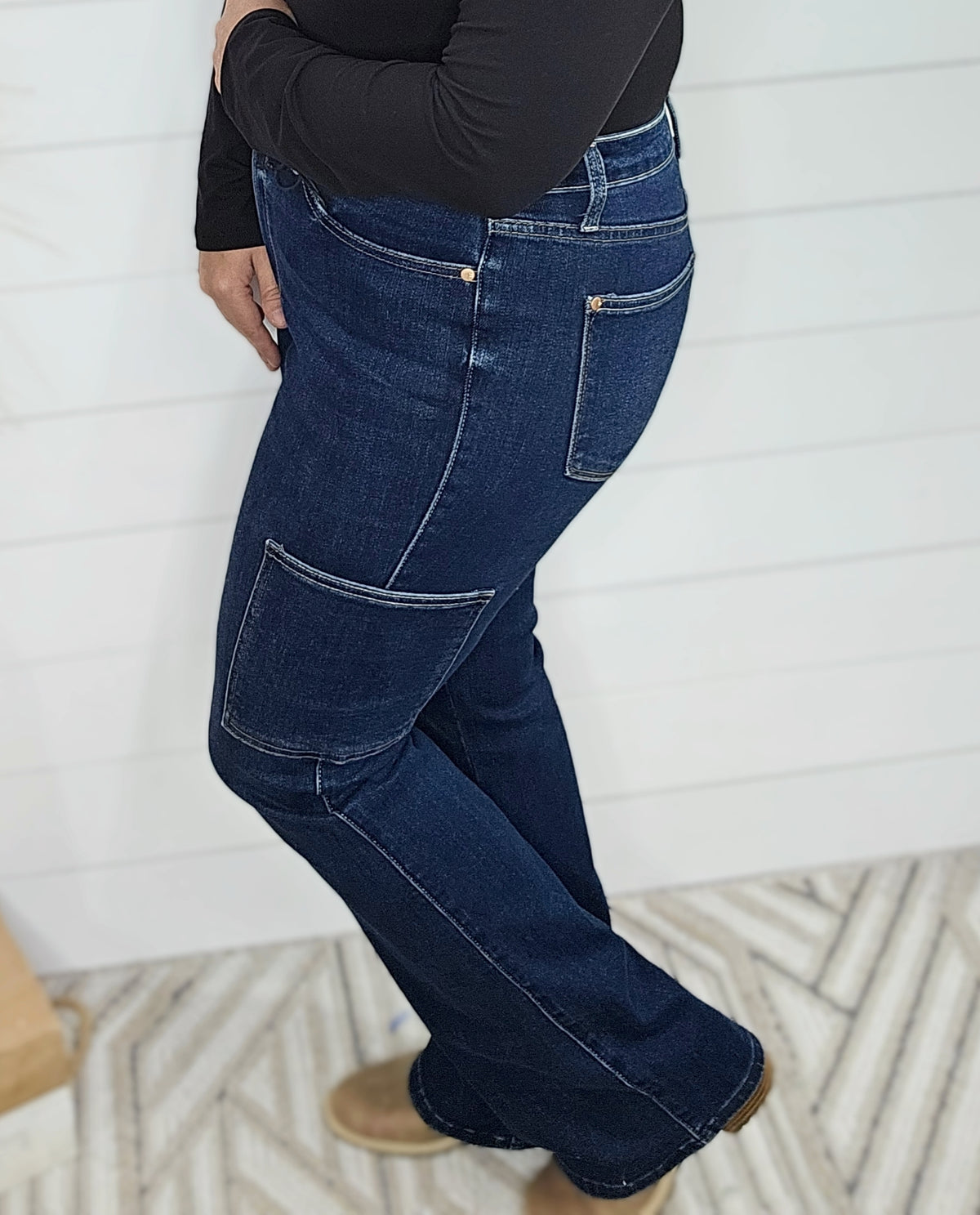 JUDY BLUE HIGH WAIST CARGO BOOTCUT JEAN