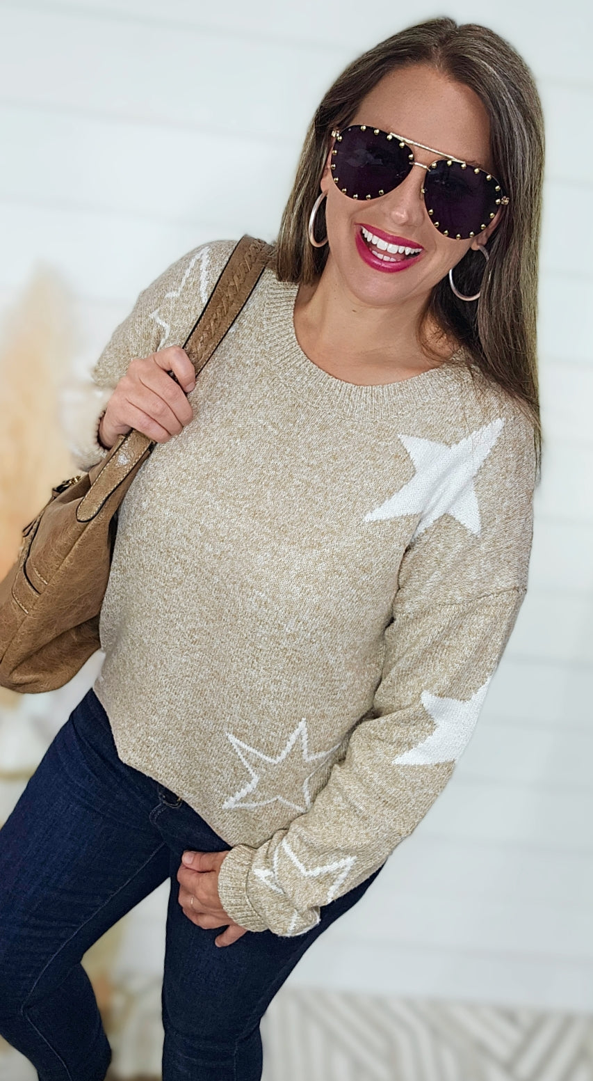 MOCHA STAR KNIT SWEATER