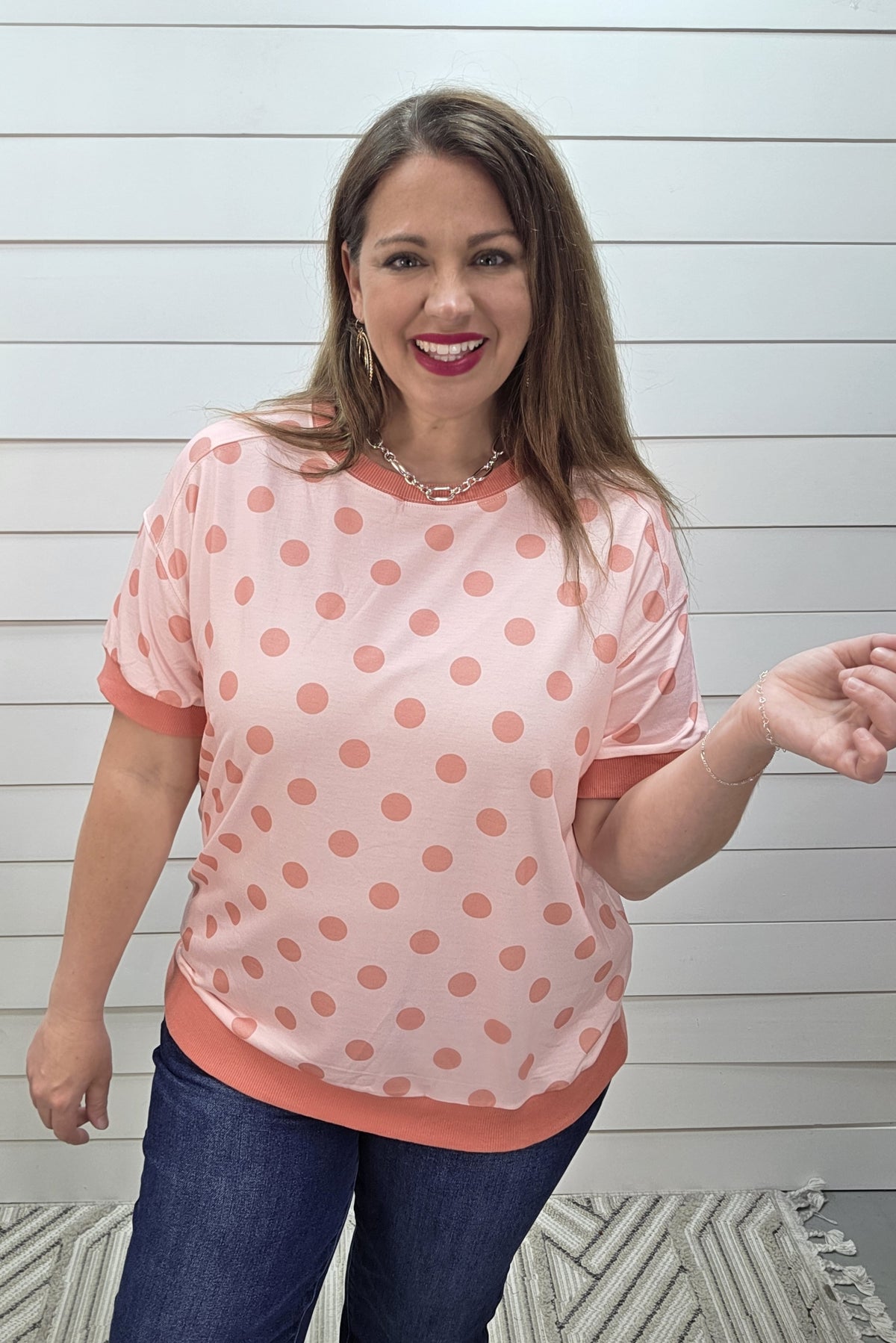 PINK POLKADOT KNIT TOP