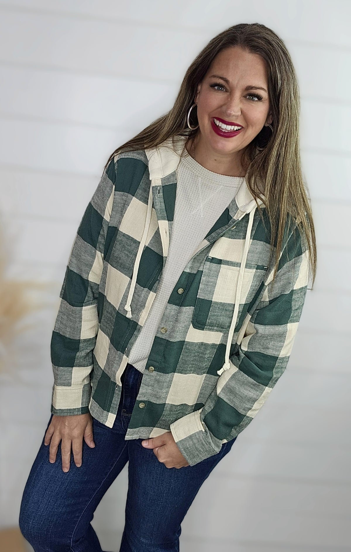 HUNTER LIGHTWEIGHT PLAID HOODED SHIRT