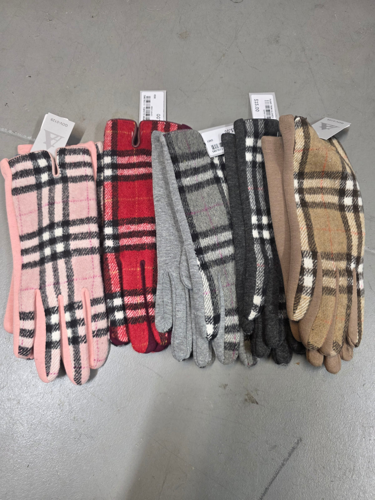 PLAID TRIM GLOVES - 5 COLORS