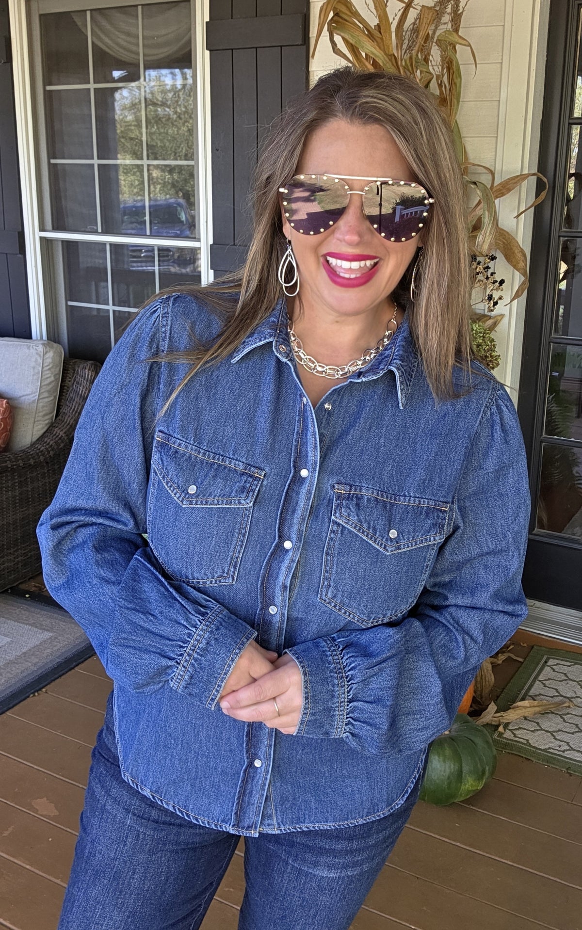 DARK DENIM PEARL SNAP SHIRT