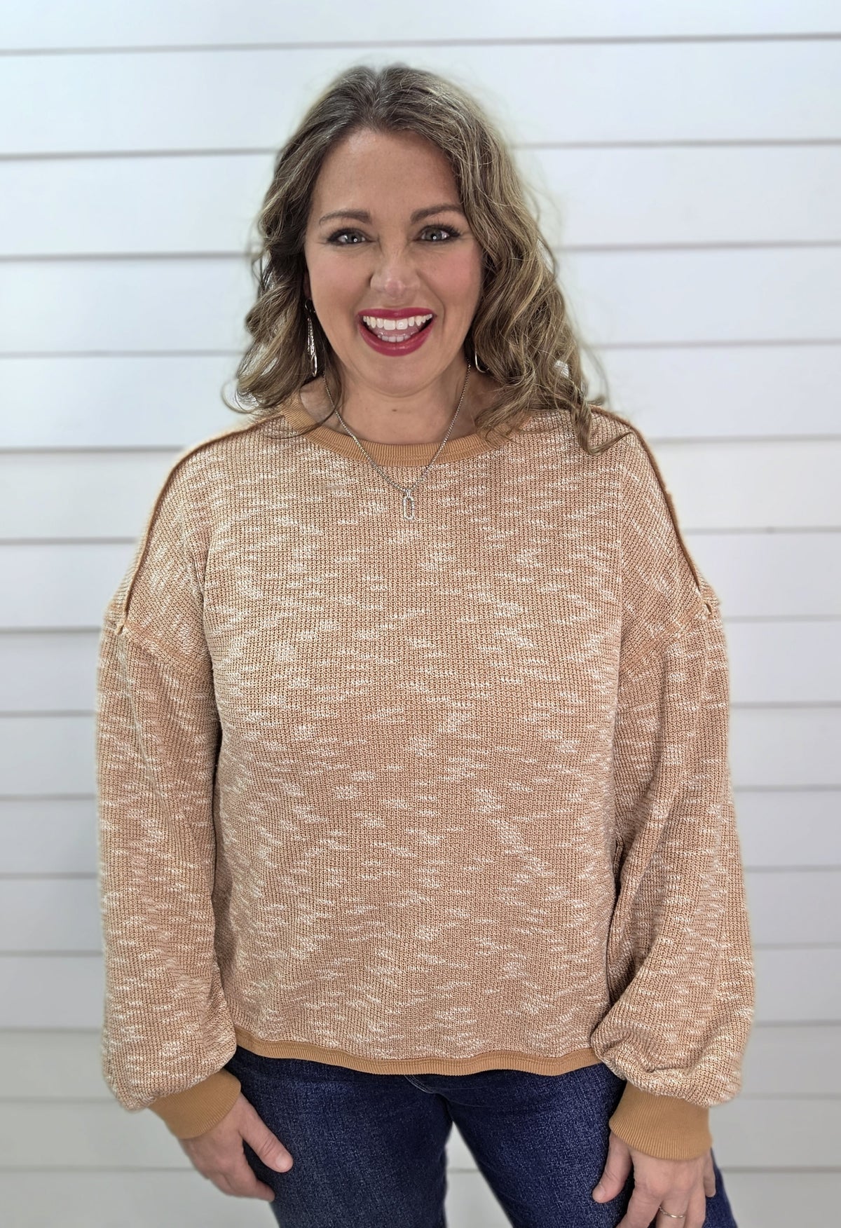 HEATHERED MOCHA KNIT TOP