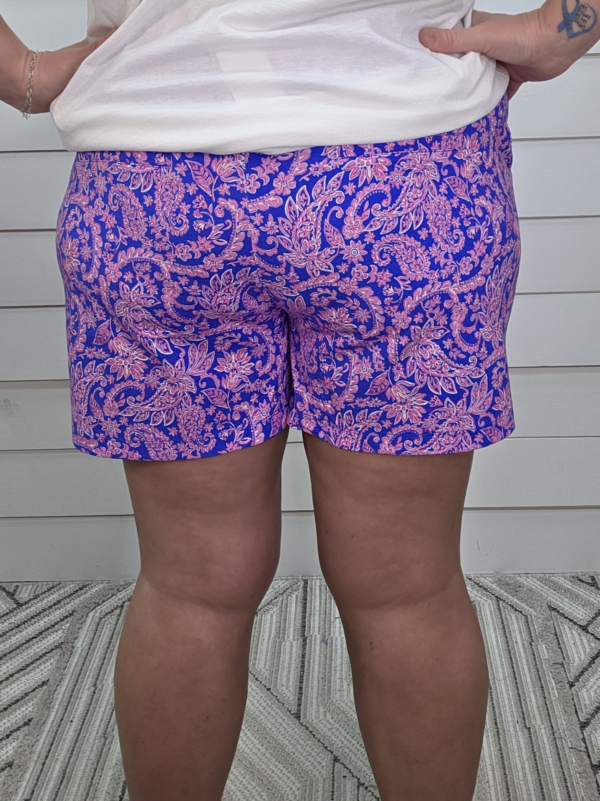 DEAR SCALLETT MAGENTA/NAVY KNIT PRINTED SHORTS