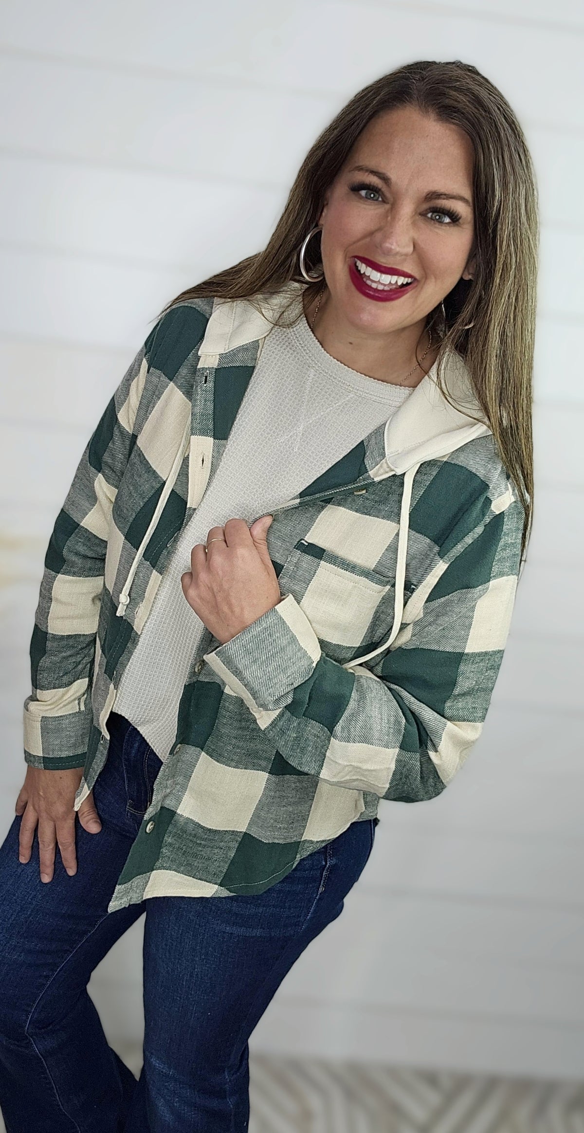 HUNTER LIGHTWEIGHT PLAID HOODED SHIRT