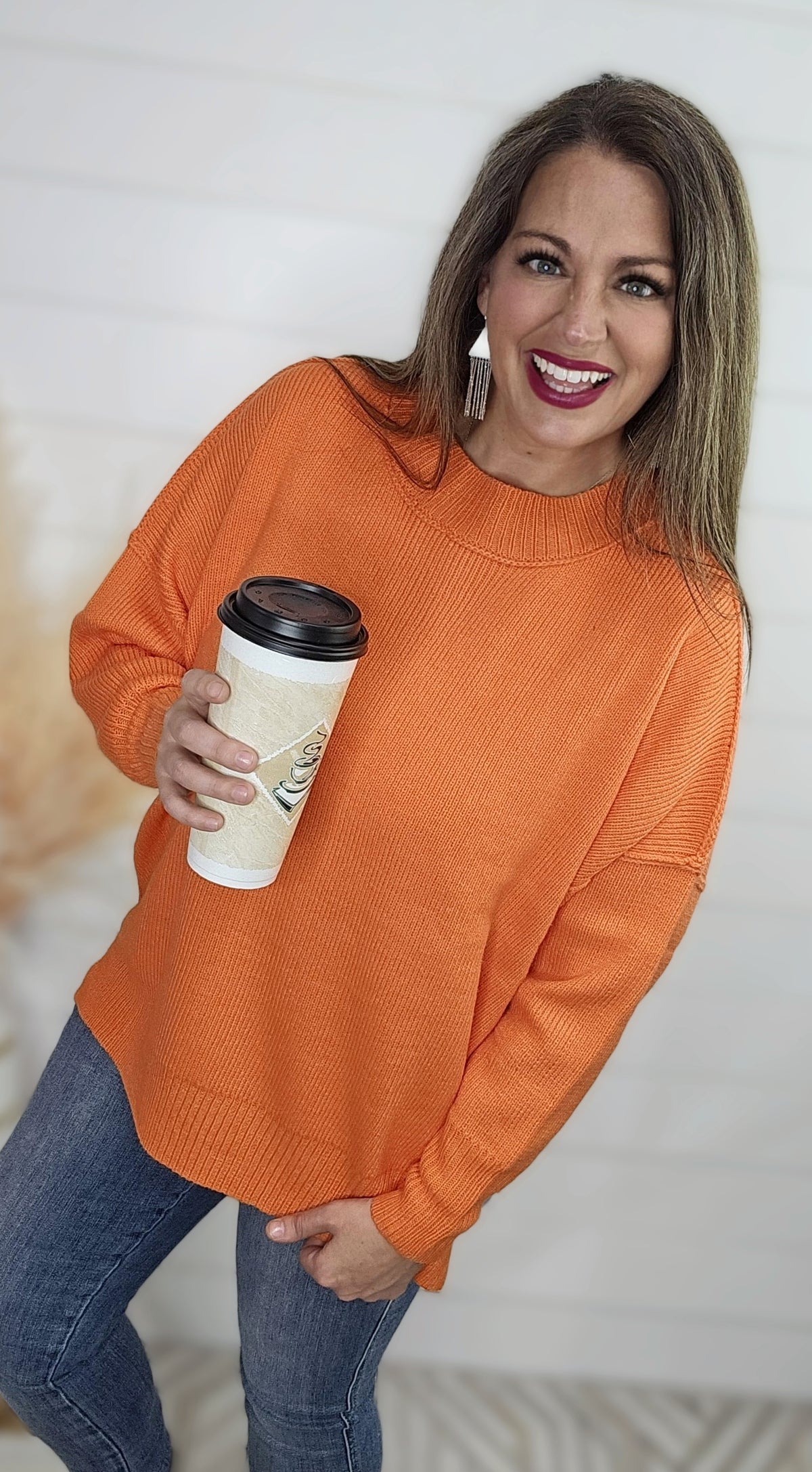 TANGERINE DROP SHOULDER OVERSIZED SWEATER