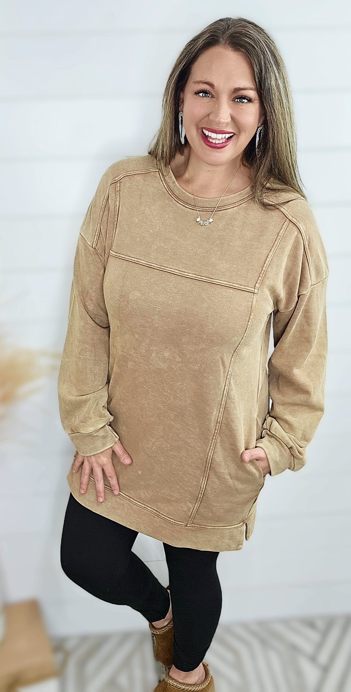 CAMEL MINERAL WASH PULL OVER TUNIC