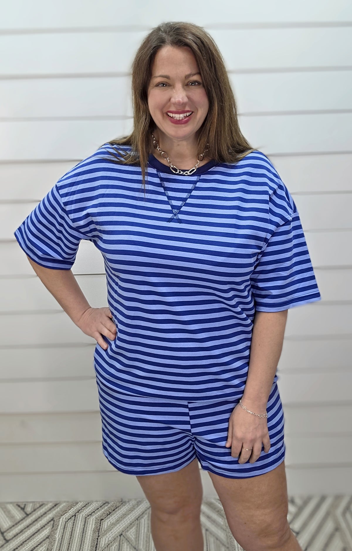 BLUE STRIPED KNIT SET