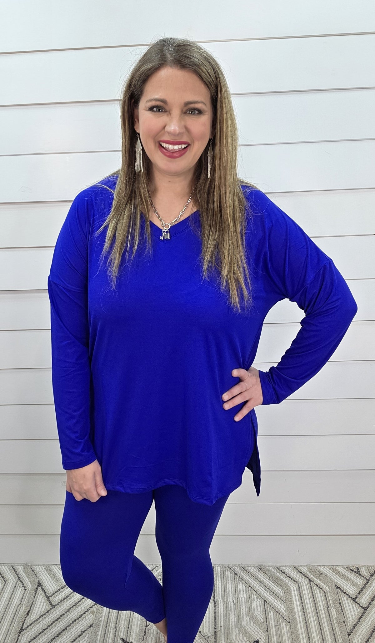 BUTTER LEGGING V NECK SET - ROYAL