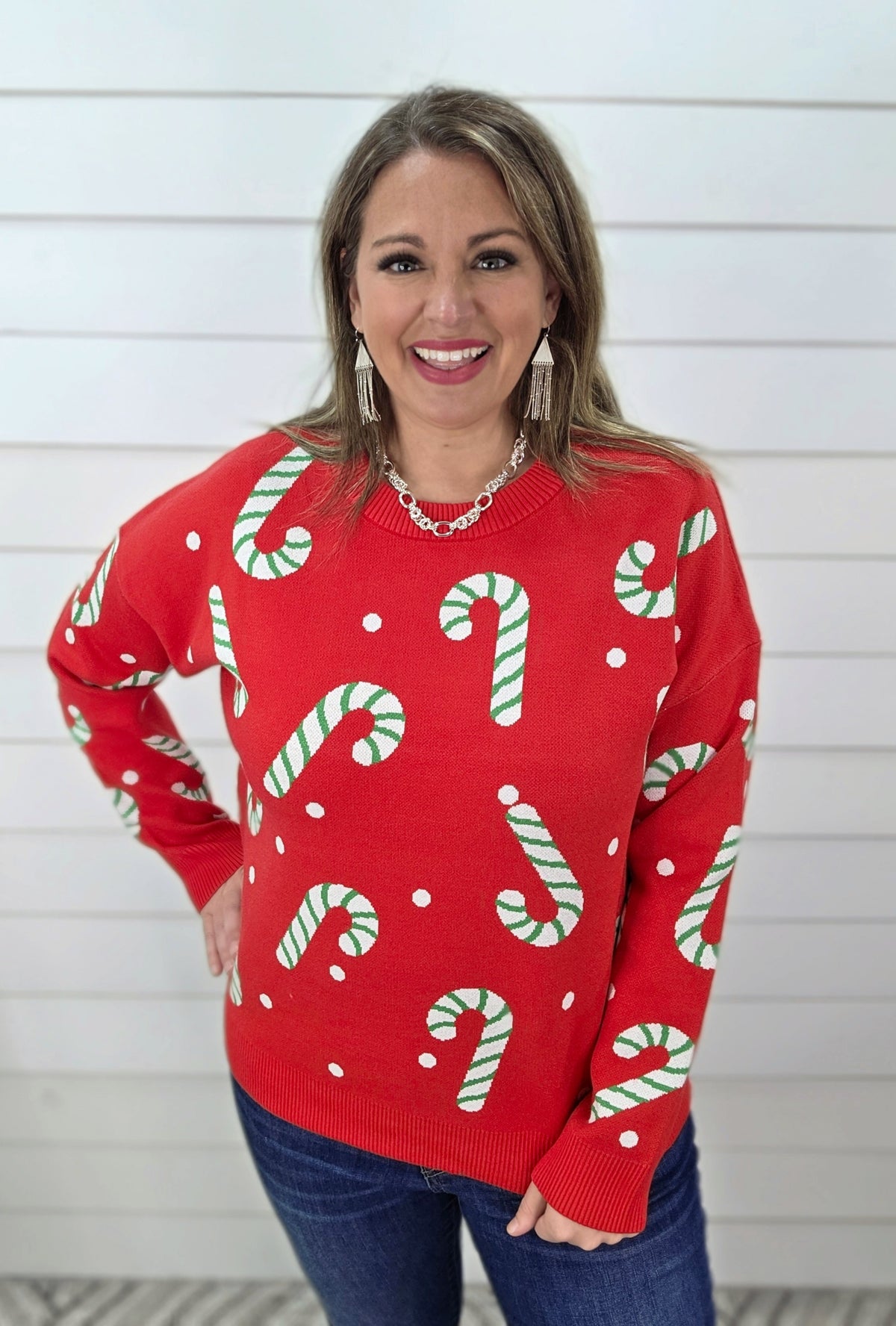 RED CANDY CANE SWEATER