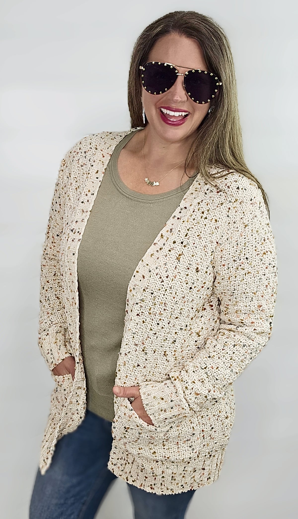 CREAM MULTI COLOR POPCORN CARDIGAN