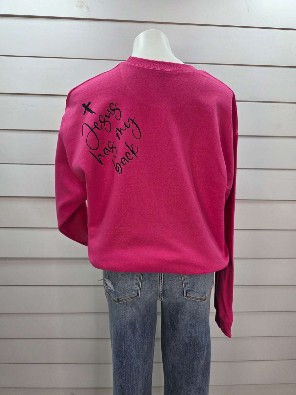 JESUS HAS MY BACK GRACHIC SWEATSHIRT