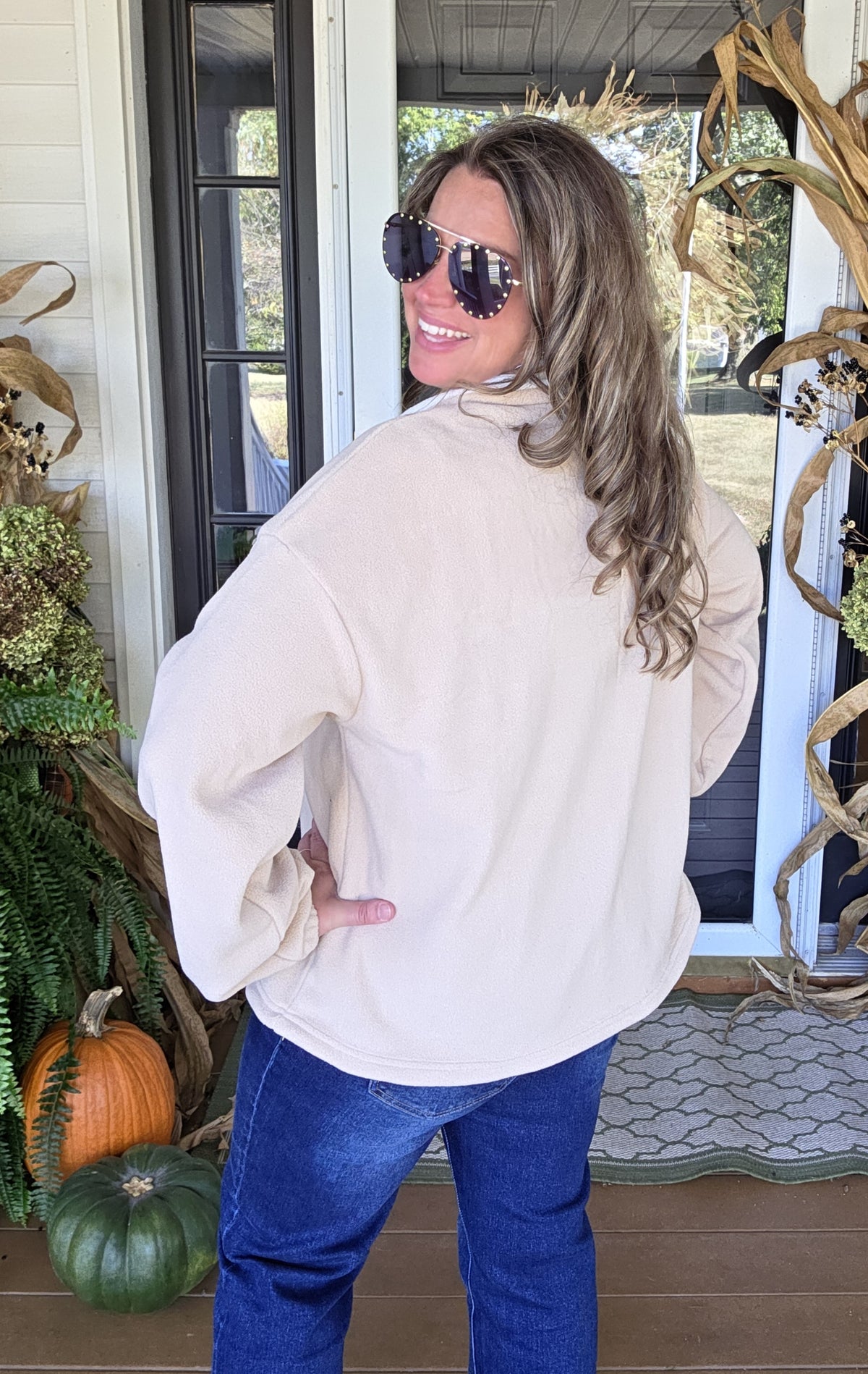 MOCHA COLORBLOCK FLEECE QUARTER ZIP