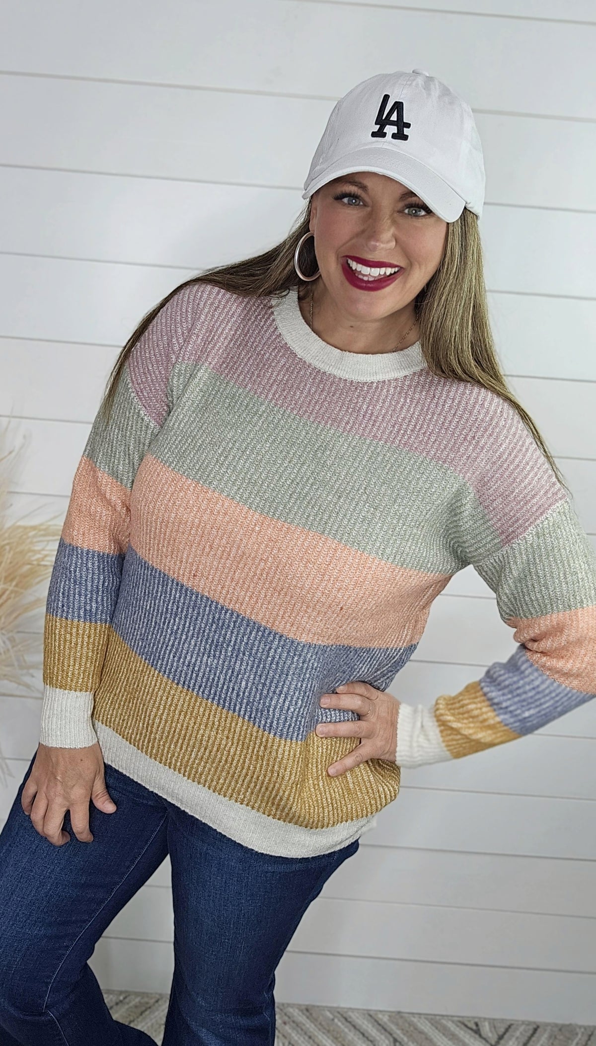 MAUVE MULTI COLOR SOFT PULLOVER SWEATER