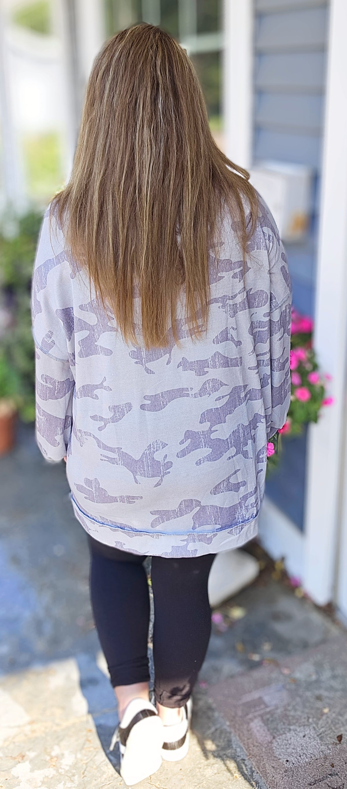 GREY VINTAGE CAMO RELAXED FIT KNIT TUNIC