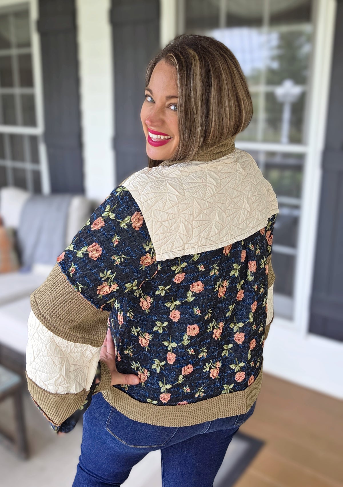 POL MOSS/FLORAL PATCHWORK JACKET