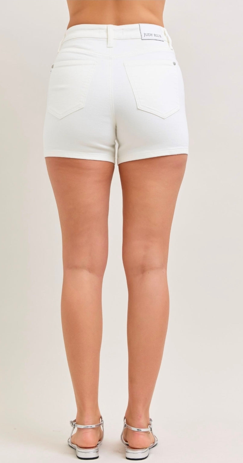 JUDY BLUE WHITE HIGH WAIST SLIM SHORT