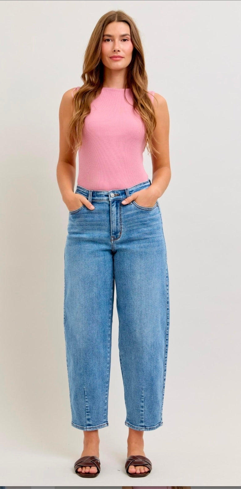 JUDY BLUE HIGH WAIST BARREL JEAN W/ FRONT DART