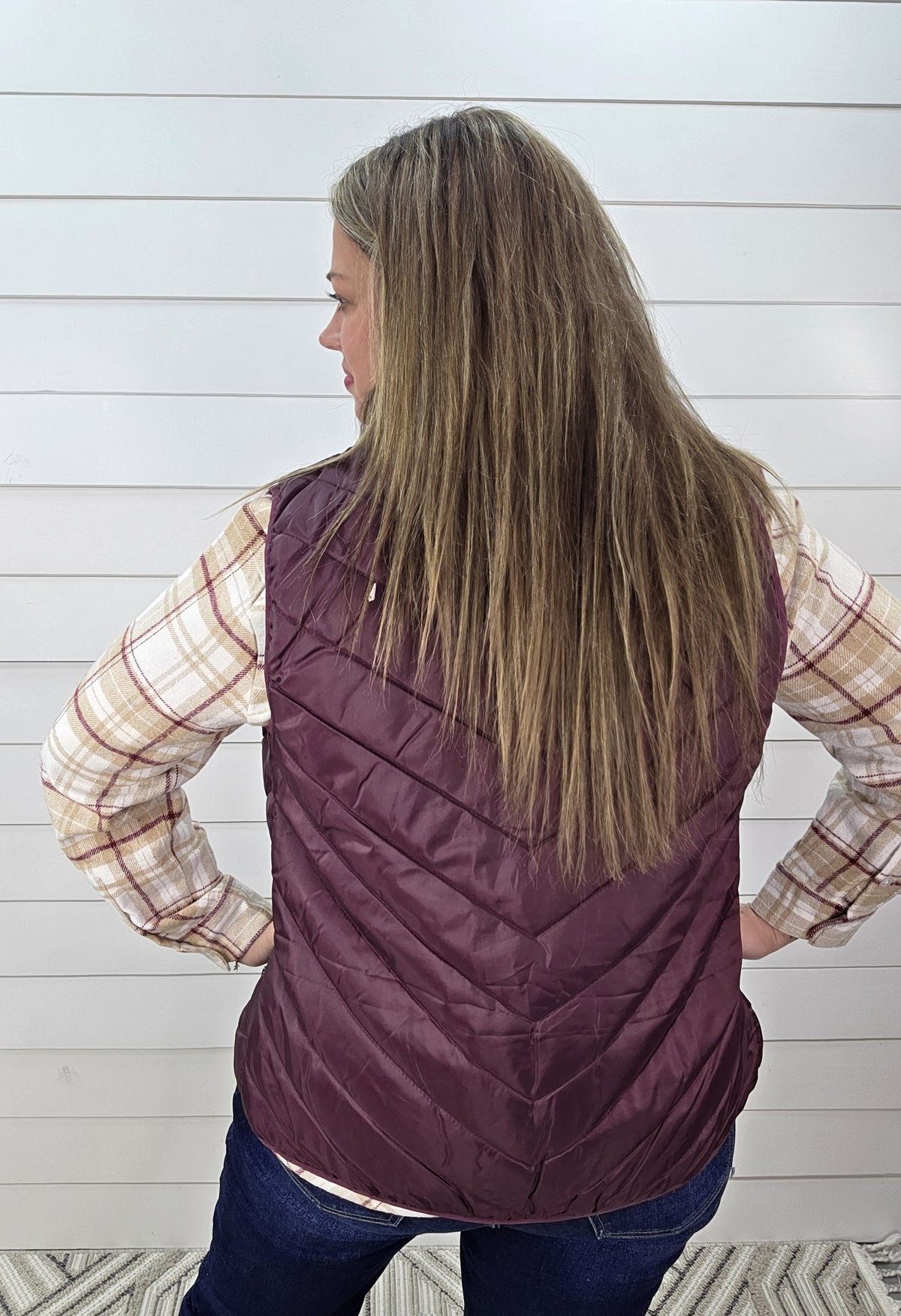 KARENT HART FIG ZIPPER QUILTED VEST