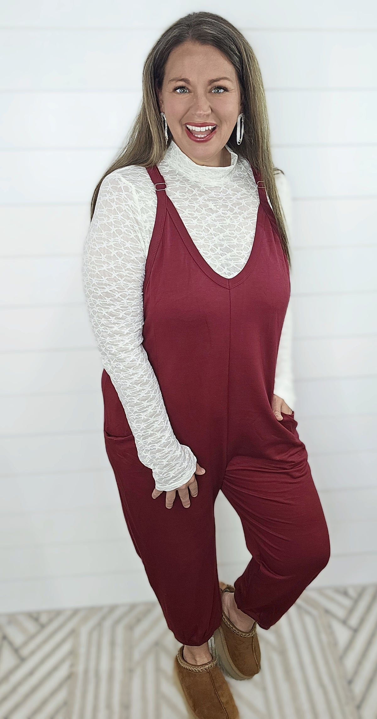 BURGUNDY BECKY ROMPER