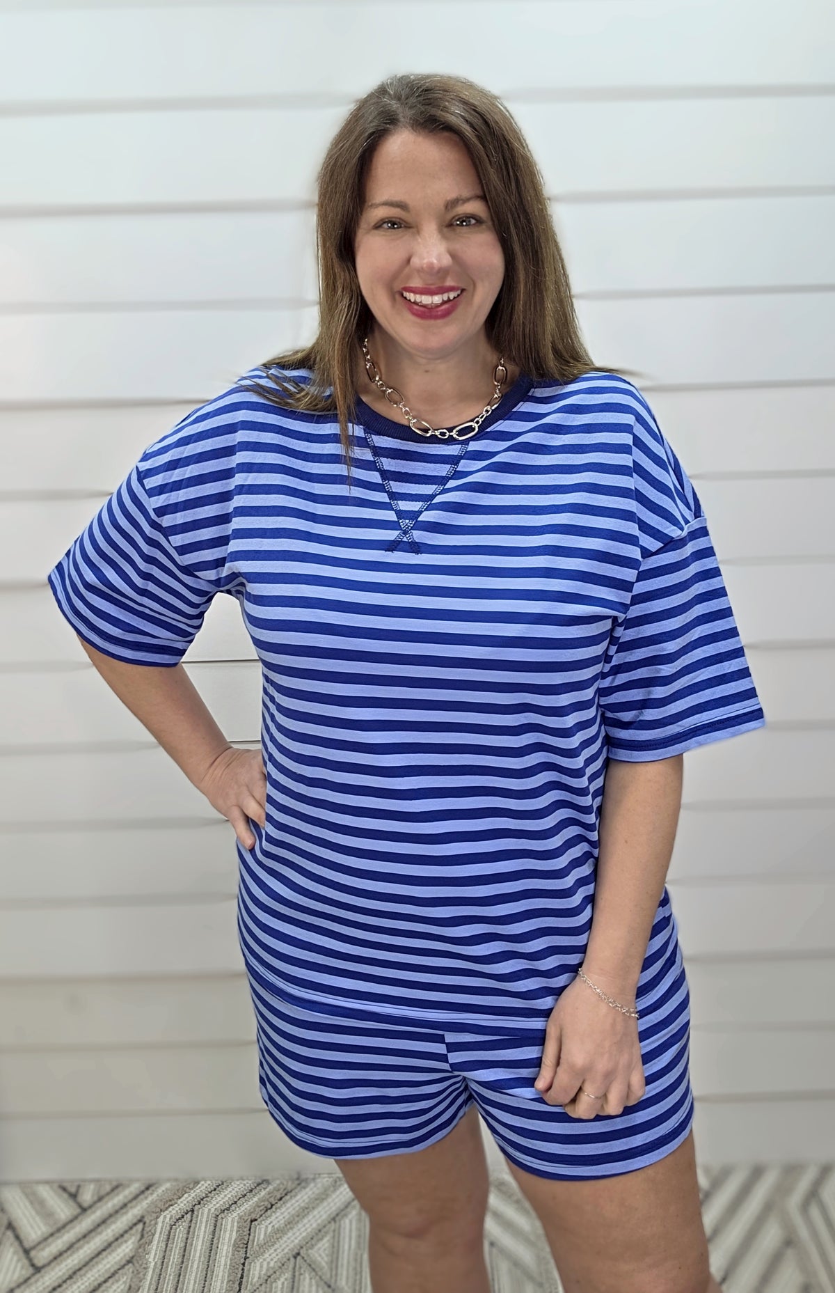 BLUE STRIPED KNIT SET