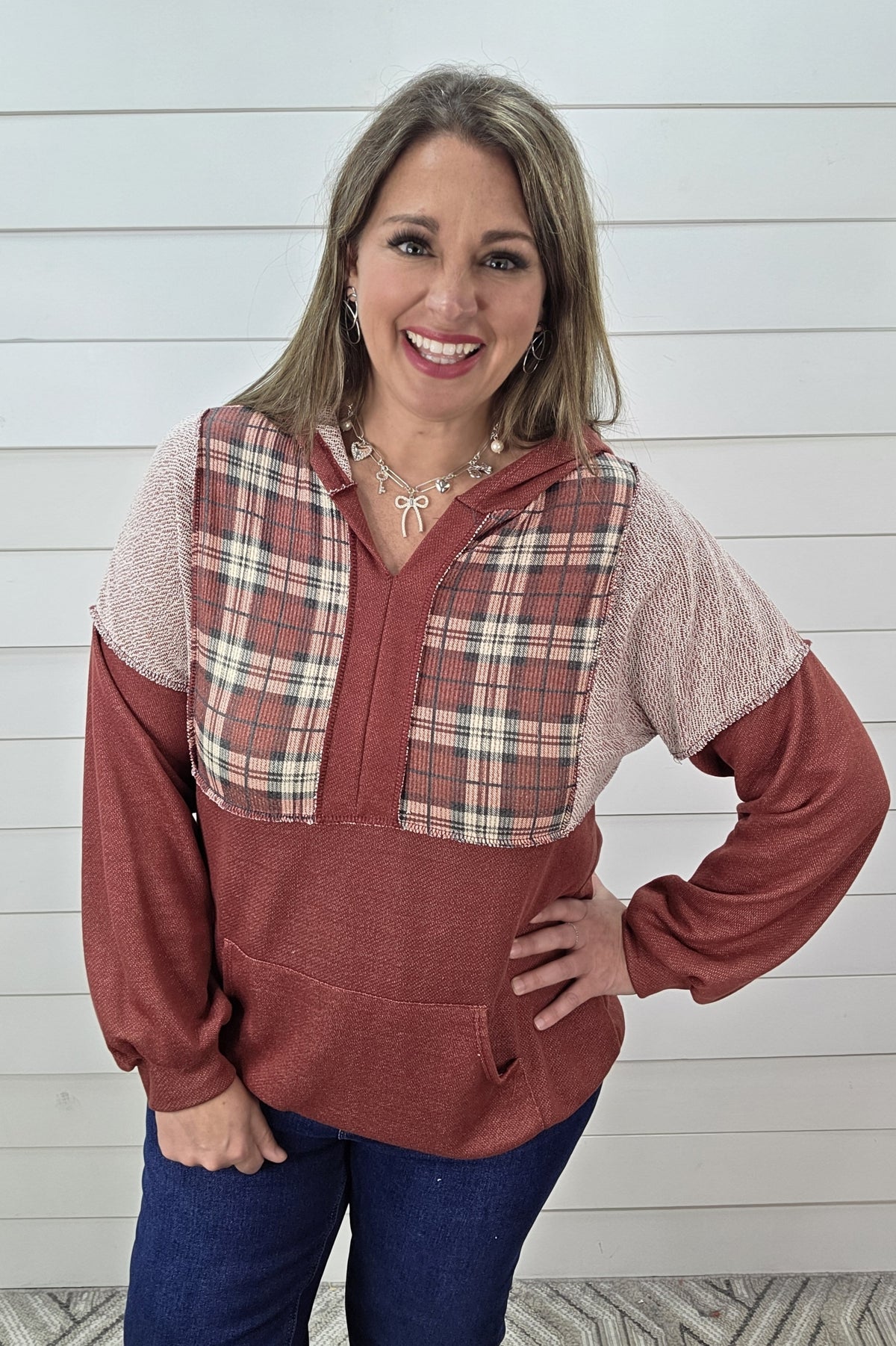 BURGUNDY/PAID QUARTER ZIP PULLOVER