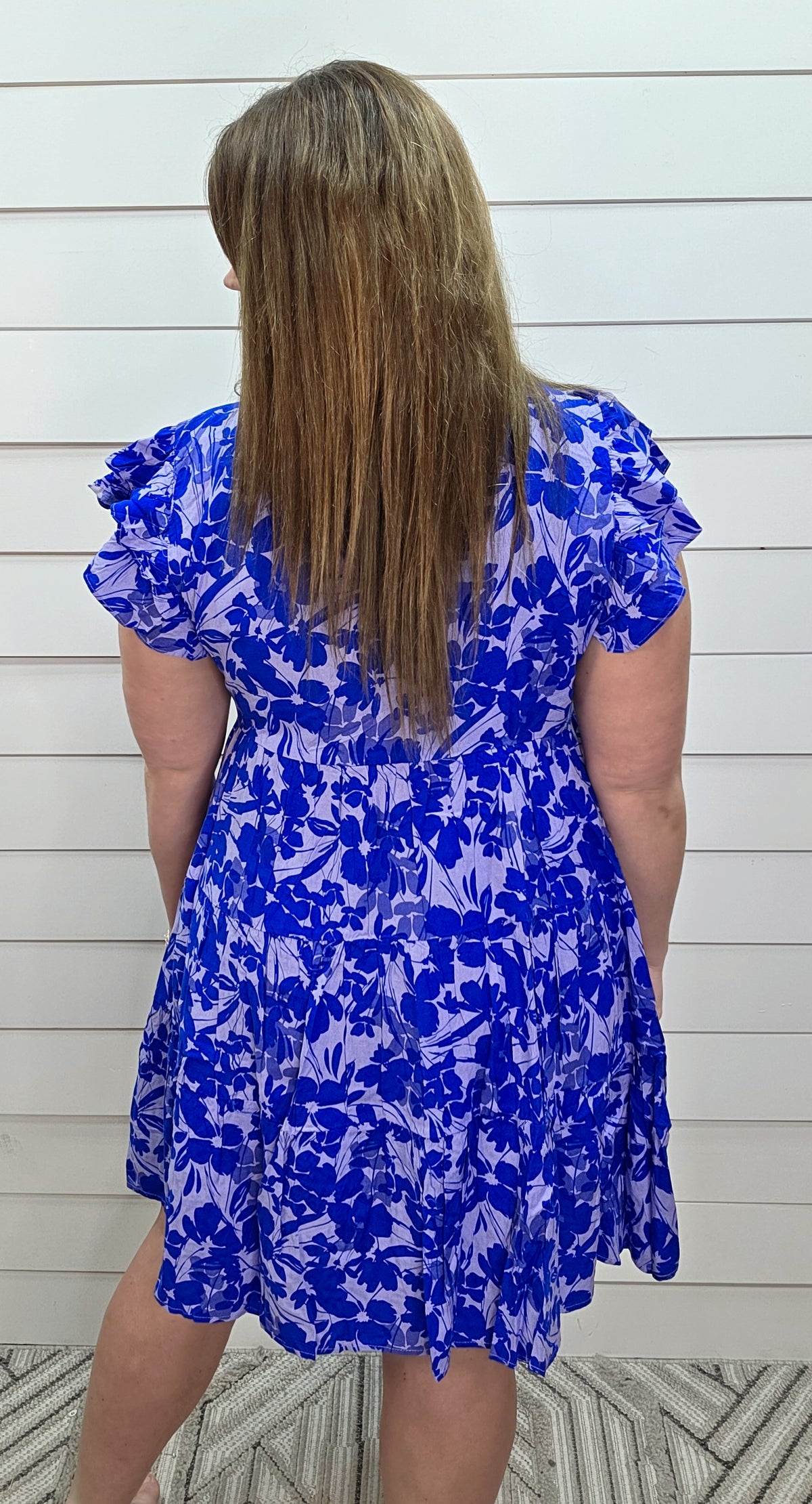 BLUE FLORAL TIERED DRESS