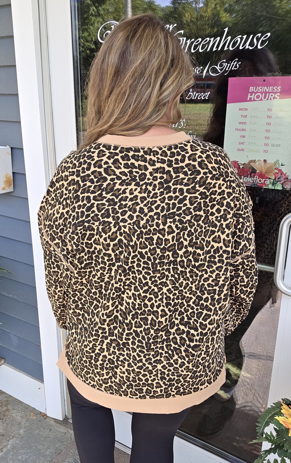 BEIGE LEOPARD FRENCH TERRY PULLOVER TOP