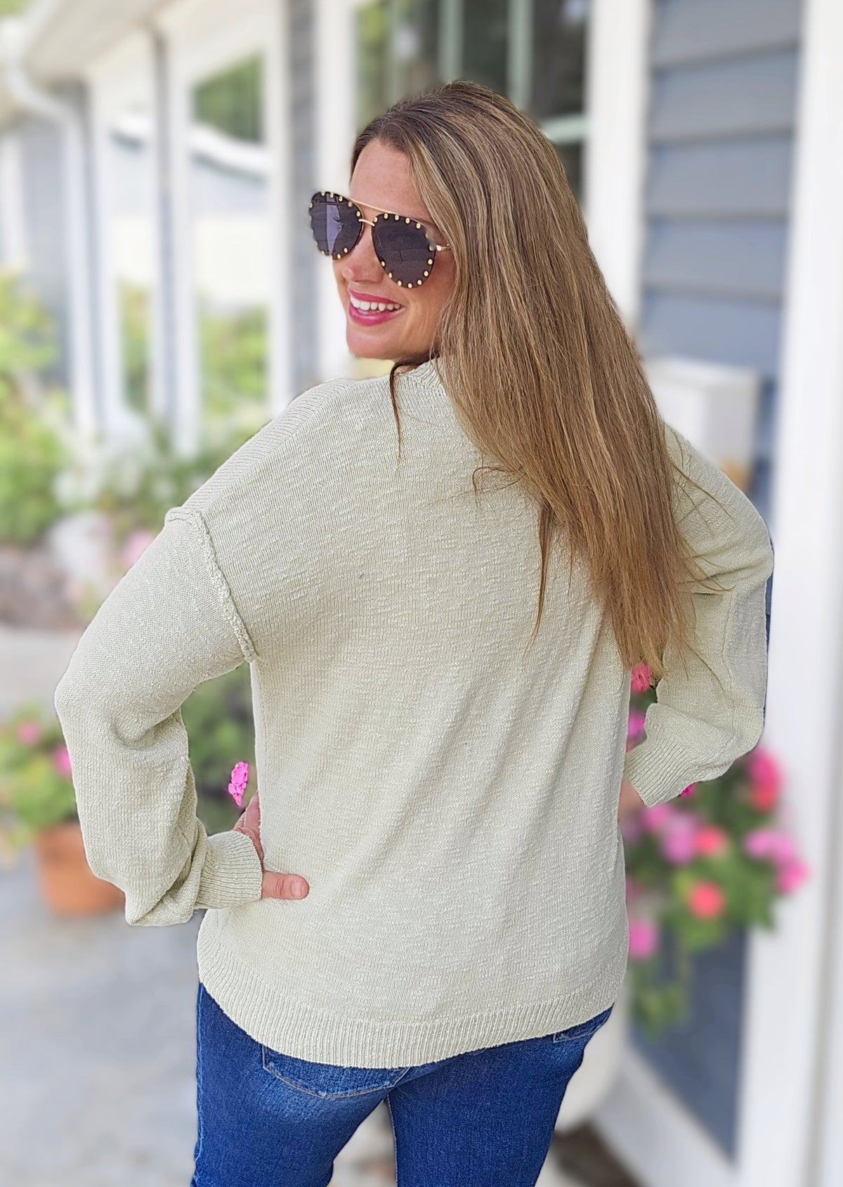 SPROUT DROP SHOULDER COTTON SWEATER