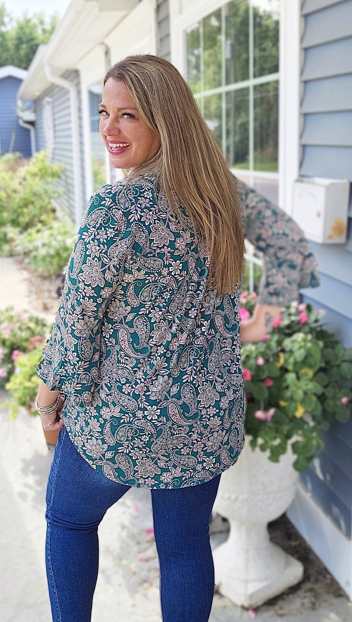 DEAR SCARLETT HUNTER GREEN PAISLEY/FLORAL DOUBLE BELL LIZZY