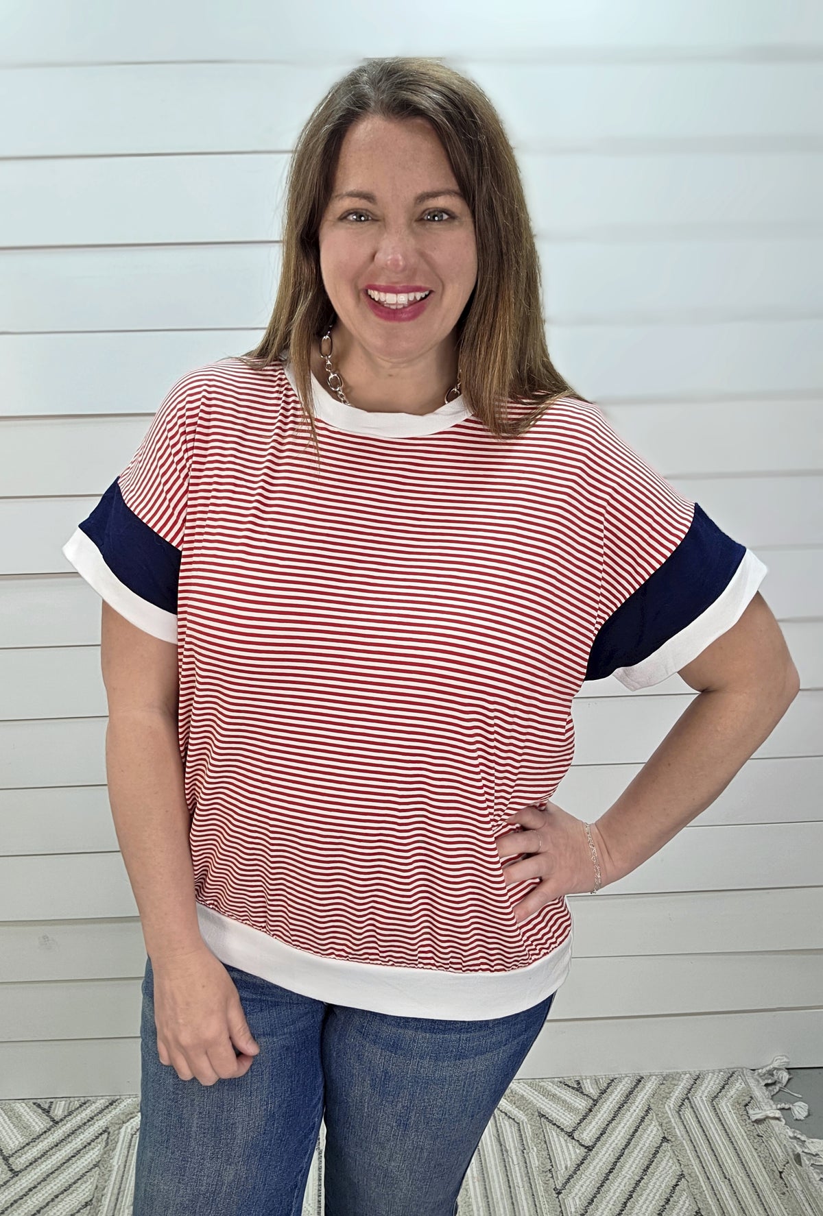 RED/WHITE/BLUE STRIPED KNIT KNIT