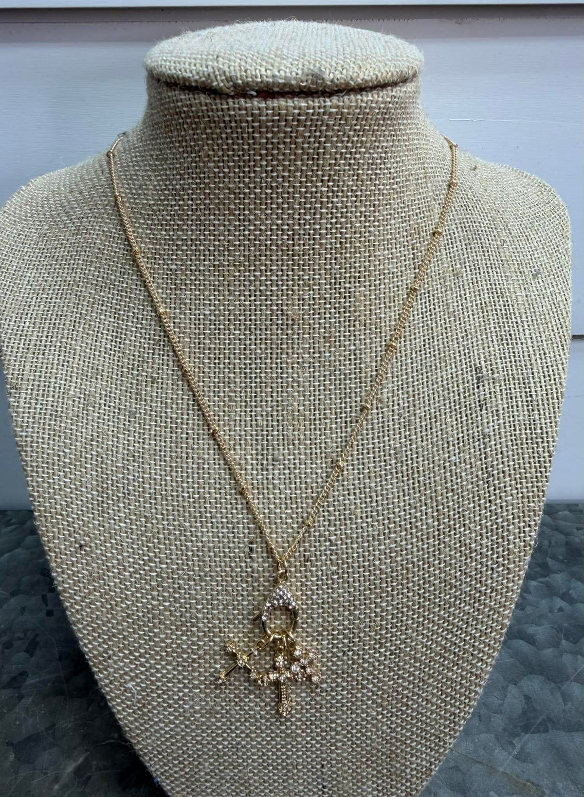 GOLD CROSS CHARM NECKLAC
