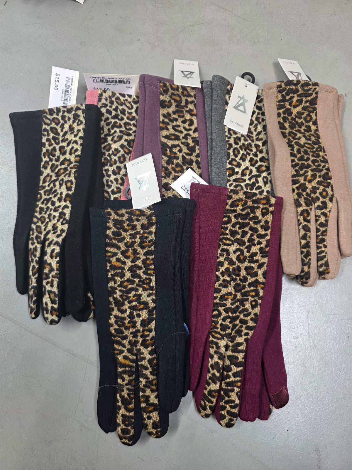 LEOPARD TRIM GLOVES - 7 COLORS