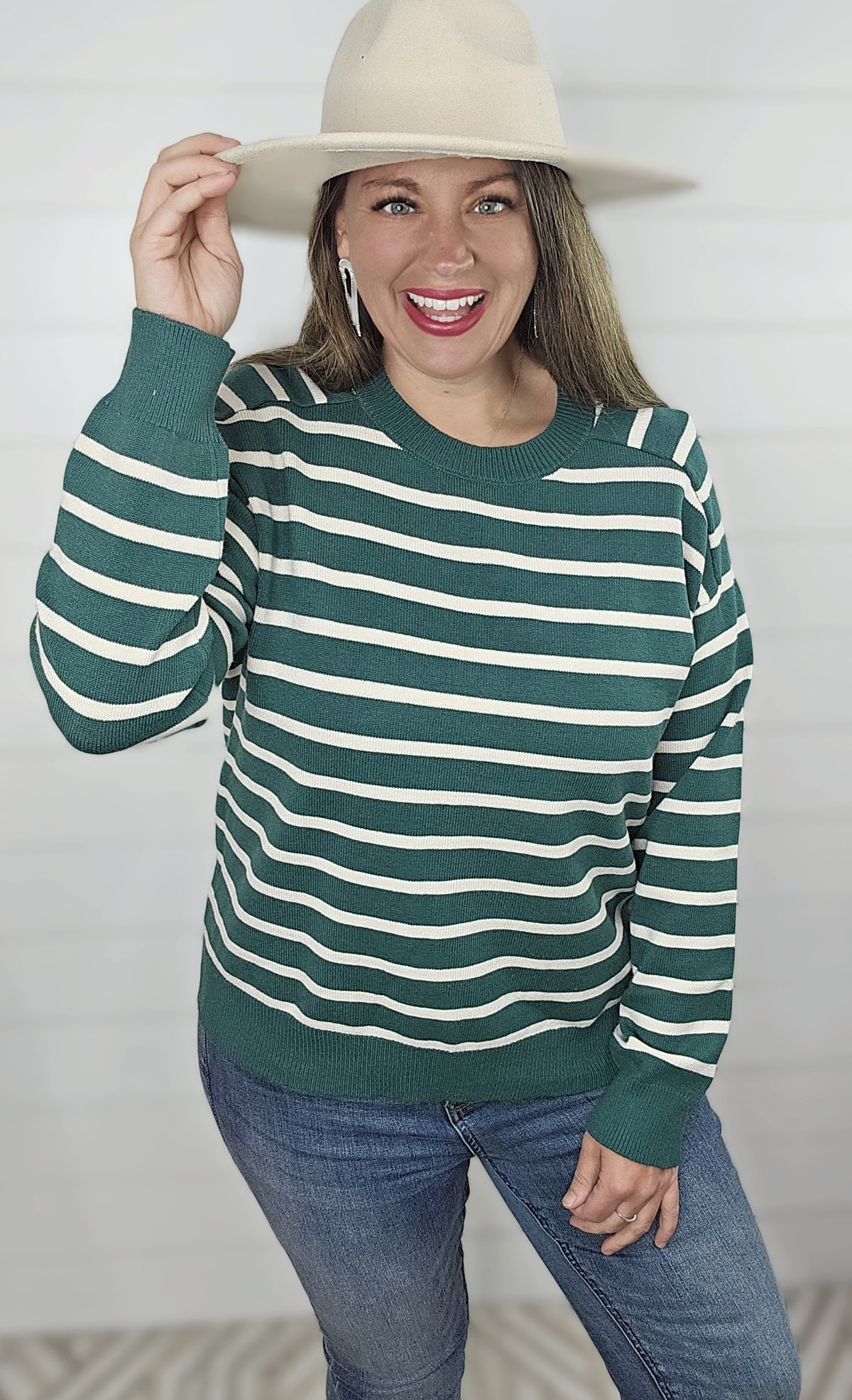 FOREST STRIPED LIGHT WEIGHT SOFT PULLOVER SWEATER