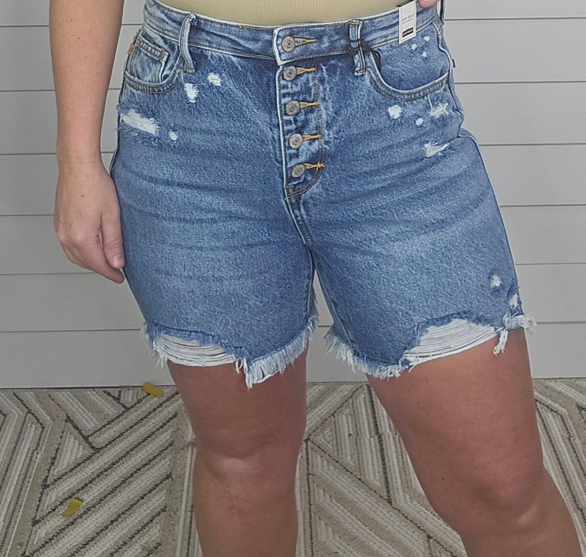 JUDY BLUE HIGH WAIST RIGID MAGIC DESTROY & BUTTON FLY CUT OFF SHORTS