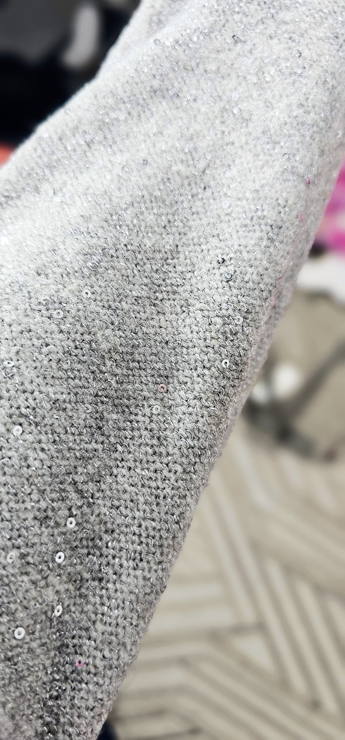 GREY SHIMMER SPARKLE BOATNECK SWEATER