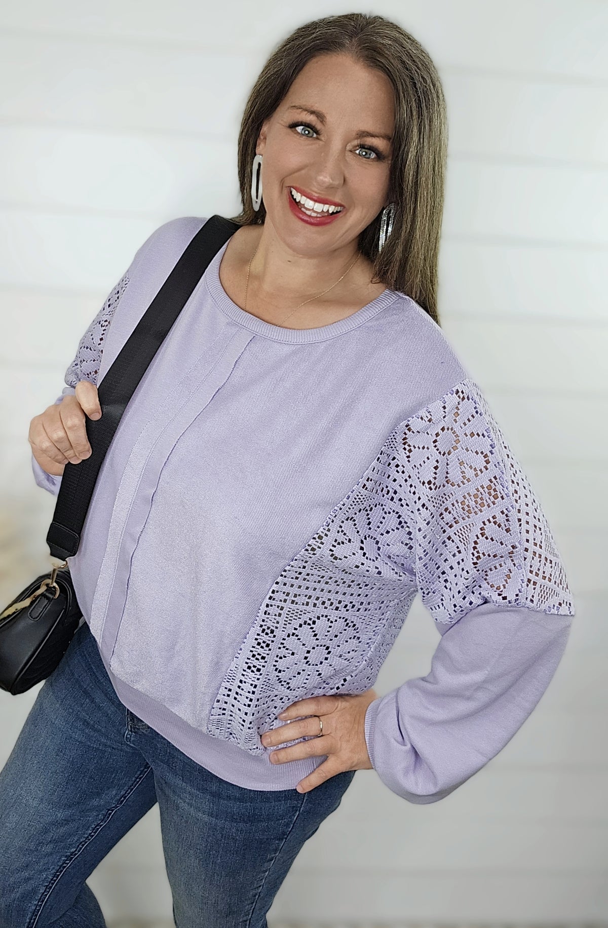 ORCHID PETAL KNIT CROCHET EXPOSED SEAM TOP