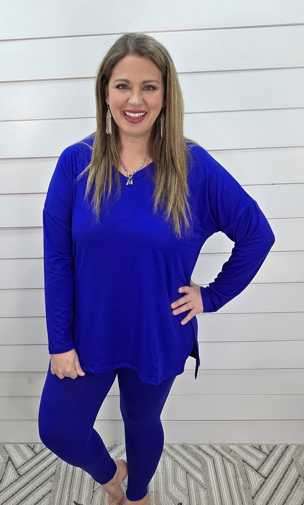 BUTTER LEGGING V NECK SET - ROYAL