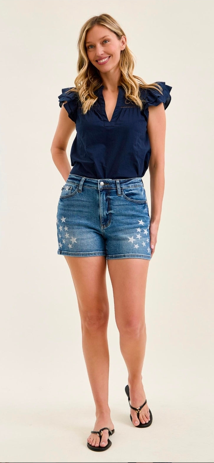 JUDY BLUE STAR SPLATTER SHORTS
