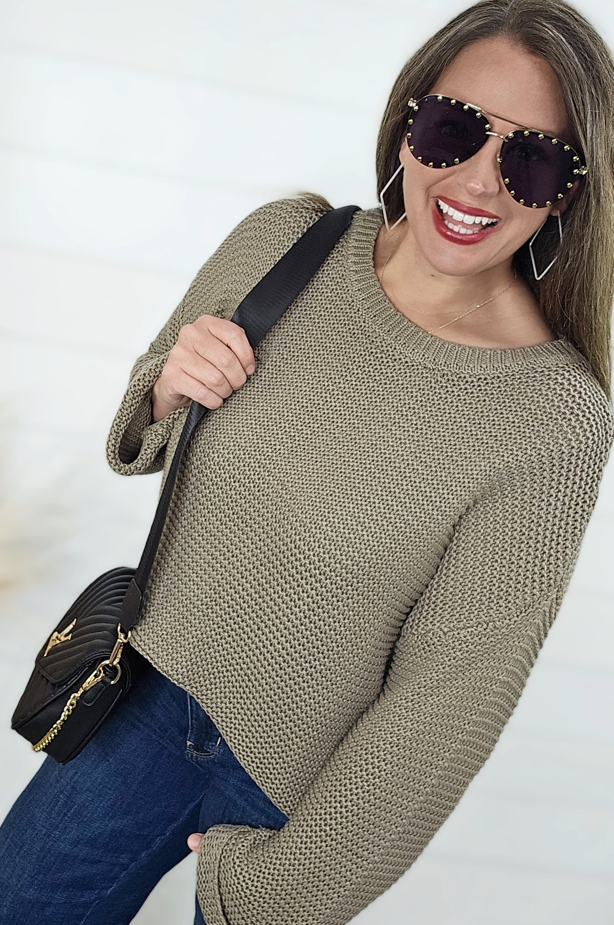 DK OLIVE COTTON CREW NECK SWEATER