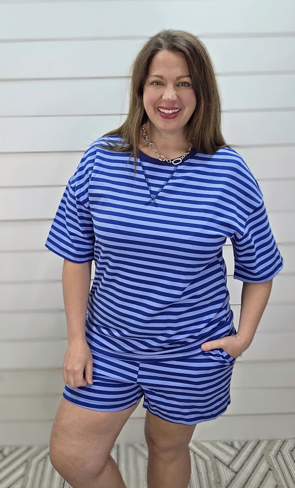 BLUE STRIPED KNIT SET