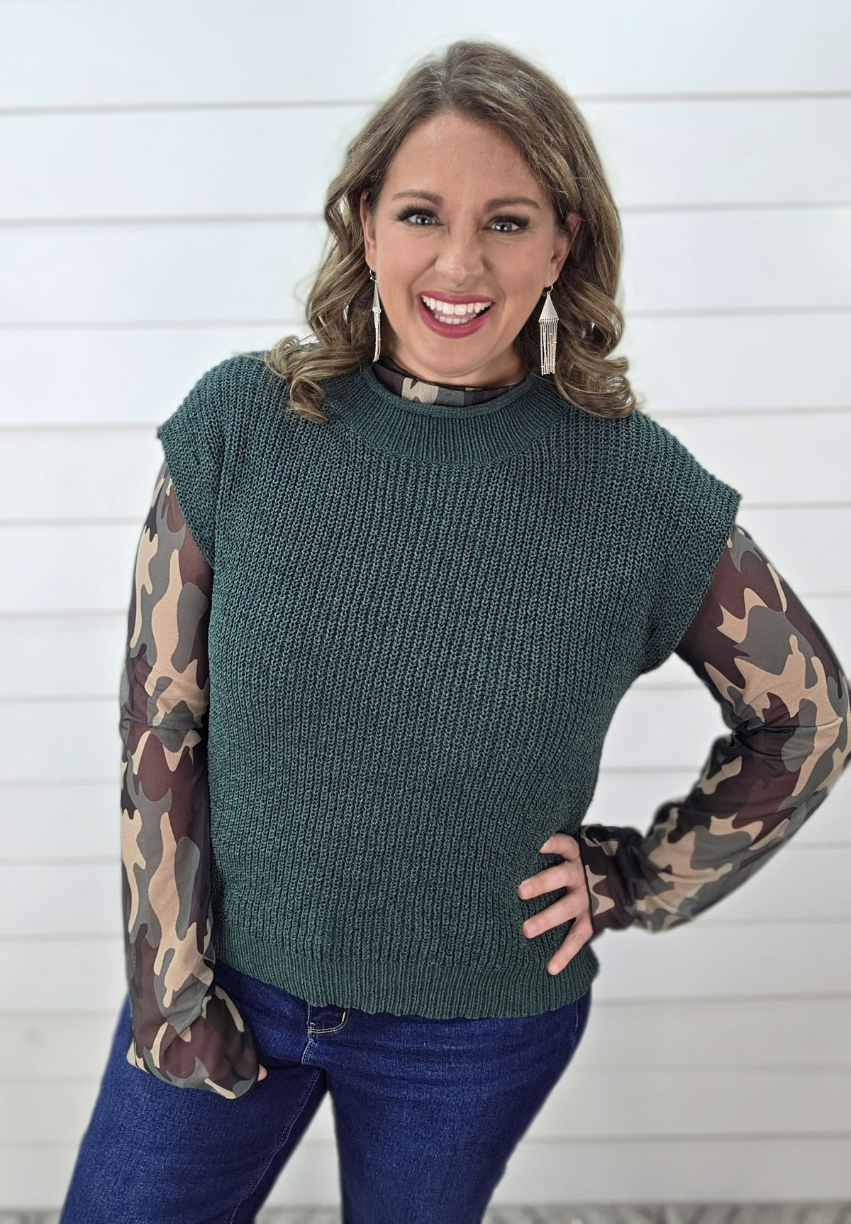 FOREST CREW NECK KNIT SWEATER VEST