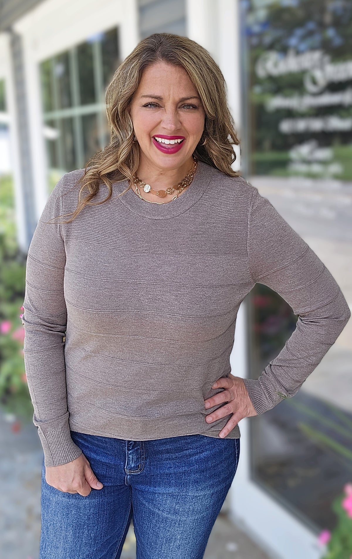 DARK MOCHA PINTUCKED SWEATER