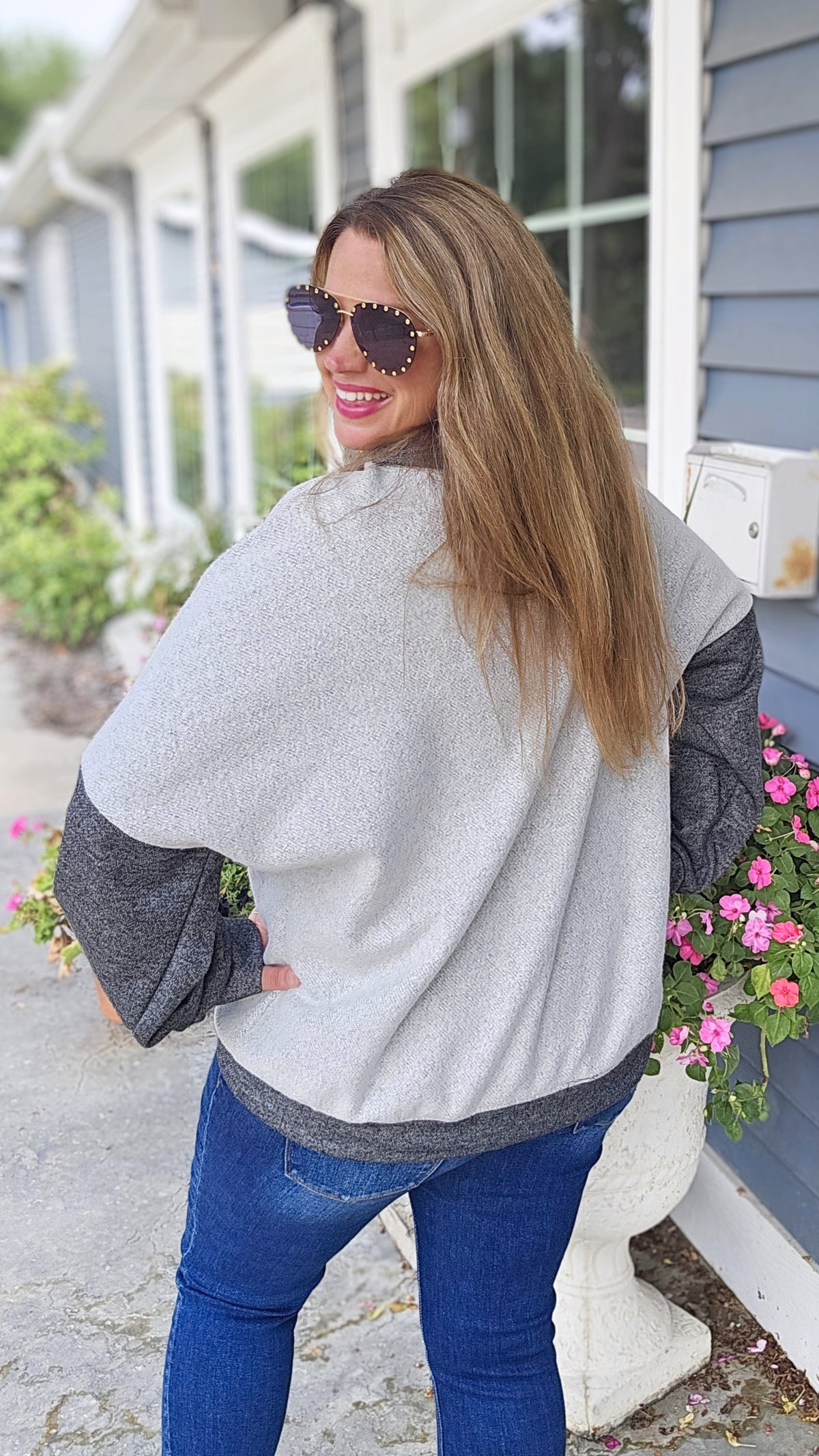 CHARCOAL/GREY BRUSHED QUARTER ZIP PULLOVER